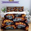 3pcs Bedding Set Flaming Skulls Includes 1 Comforter + 2 Pillowcases, Without Pillow Inserts, Soft Comfortable, Lightweight Breathable136