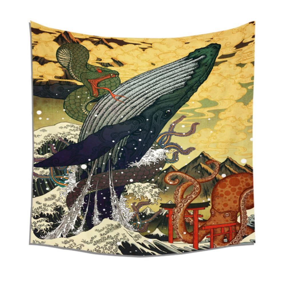 Japanische Kanagawa Ukiyoe Serie Tapisserie Tattoo Shop Wanddekoration Malerei Hängendes Tuch Altes traditionelles Hintergrundtuch