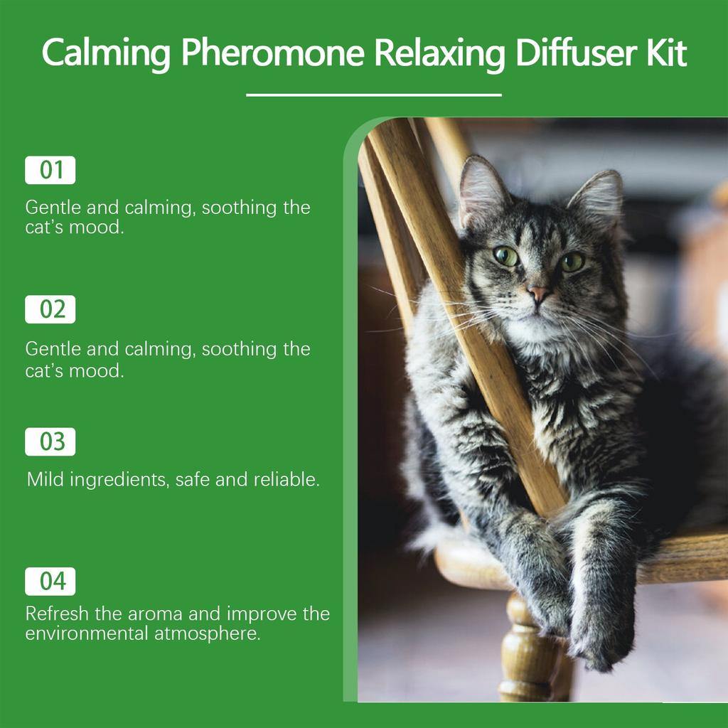 Cat Pheromone Calming Diffuser, Cat Calming Diffuser Kit, Effectively Relieves Anxiety Stress Soothing Without Irritation Gentle Ingredients,45ML