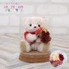 Birthday Teddy Bear Mini Flower Glass Gift Tete [Petit Lou] & Bouquet, (January)