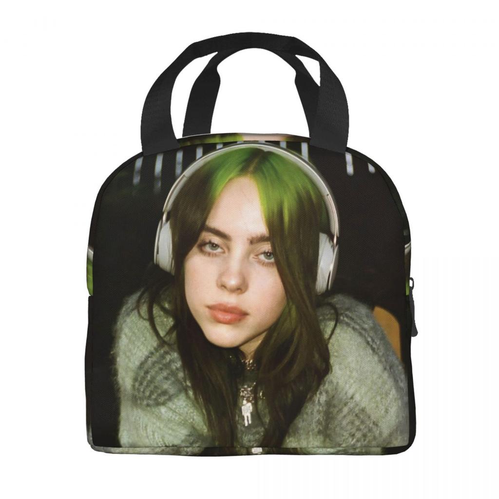 B-Billie-Girl E-eilish American Singer Insulated Lunch Bag Food Container Portable Thermal Cooler Lunch Boxes For School Office