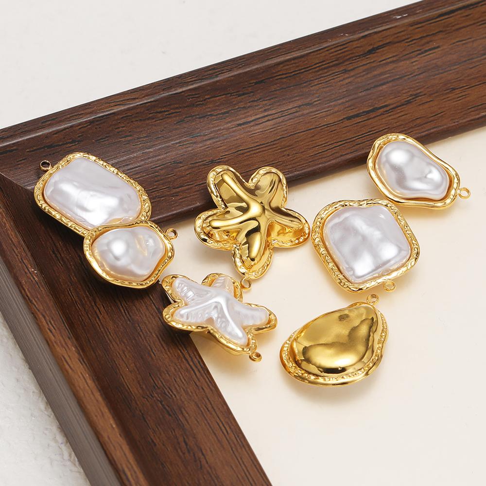 5pcs Stainless Steel Heart Star Pearls Charms DIY Women Classical Necklace Pendant Jewelry Findings Bracelets Earrings Making