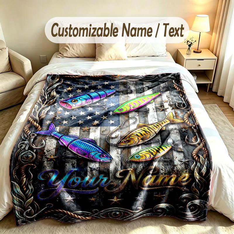 Fantasy Magic Theme Soft Blanket Personalized Custom Name Text Print Warm Blanket Home Sofa Bedroom Decor
