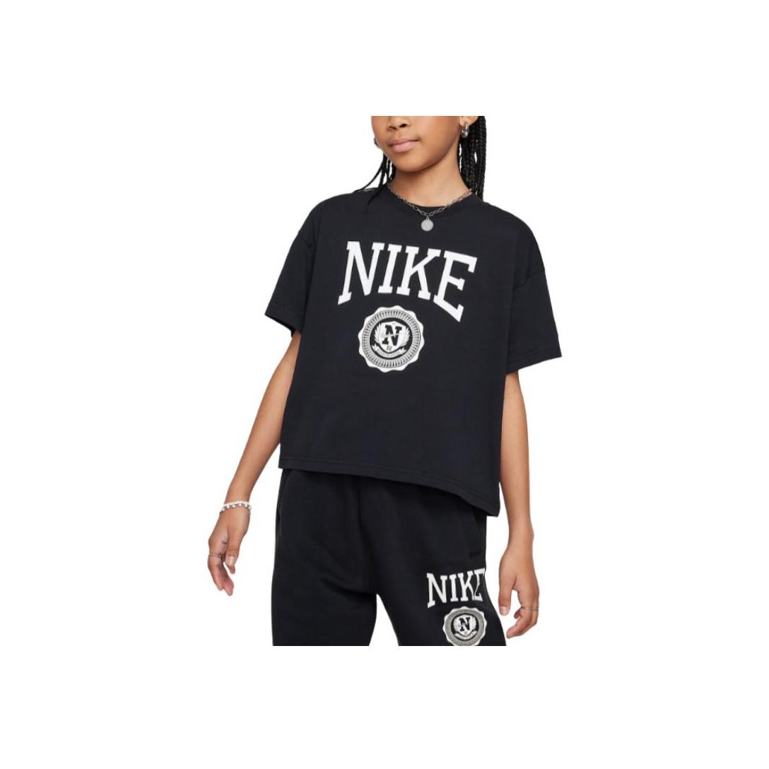 

Nike Sportswear T-Shirt Comfortable Soft Casual Versatile Short Sleeve Kids Tops Black HM6303-010 XL