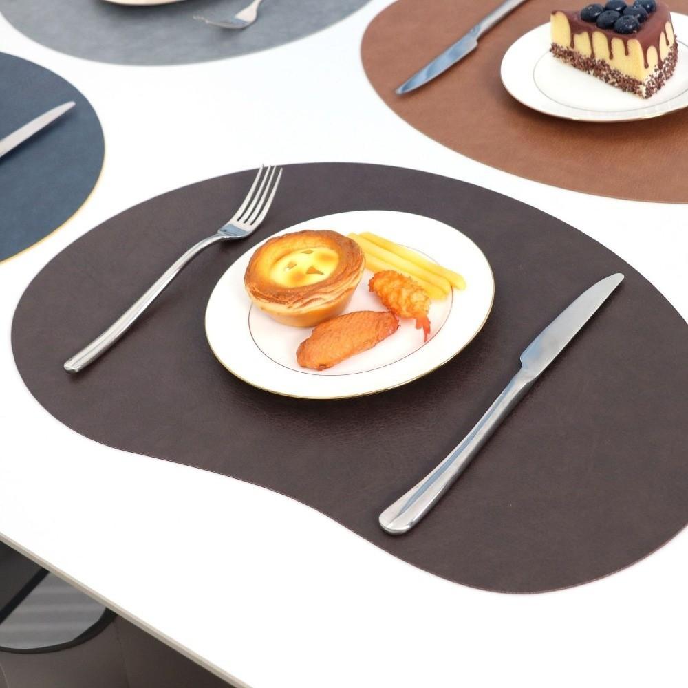 Irregular Shape Dinnerware Mats PU Leather Flatware Place Pad Stylish Placemats  Restaurant Decor