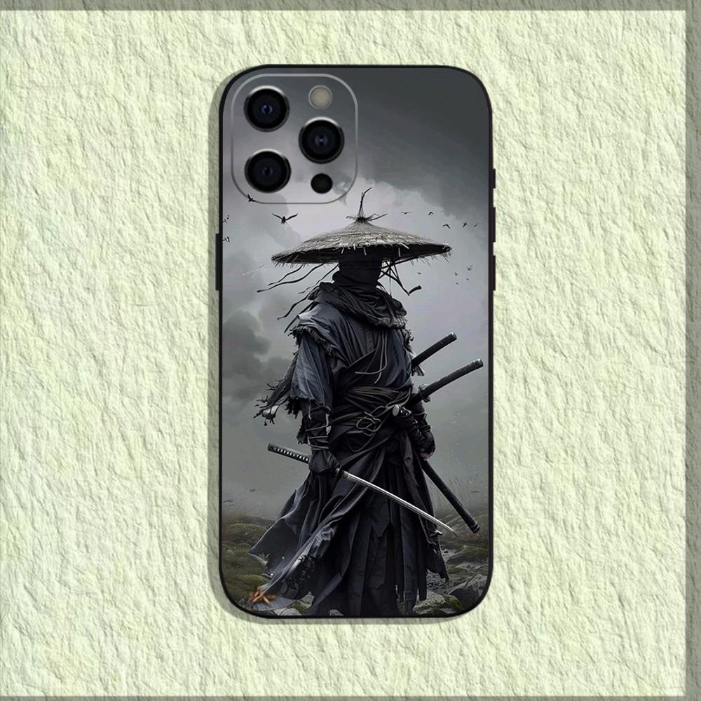 Japanese Bushido Samurai Phone Case For iPhone 16,15,14,13,12,11,Pro,X,XS,Max,XR,Plus,Mini Soft Black Cover