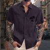 Men'S Casual Loose Short Sleeved Printed Shirt With Fashionable Lapel Top