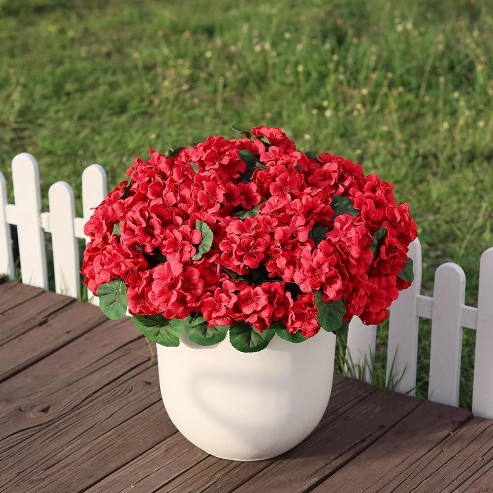 Decorative Fake Flower Artificial Potted Flower with Green Leaves Realistic Uv Resistant Silk Plant Indoor Outdoor Garden Patio