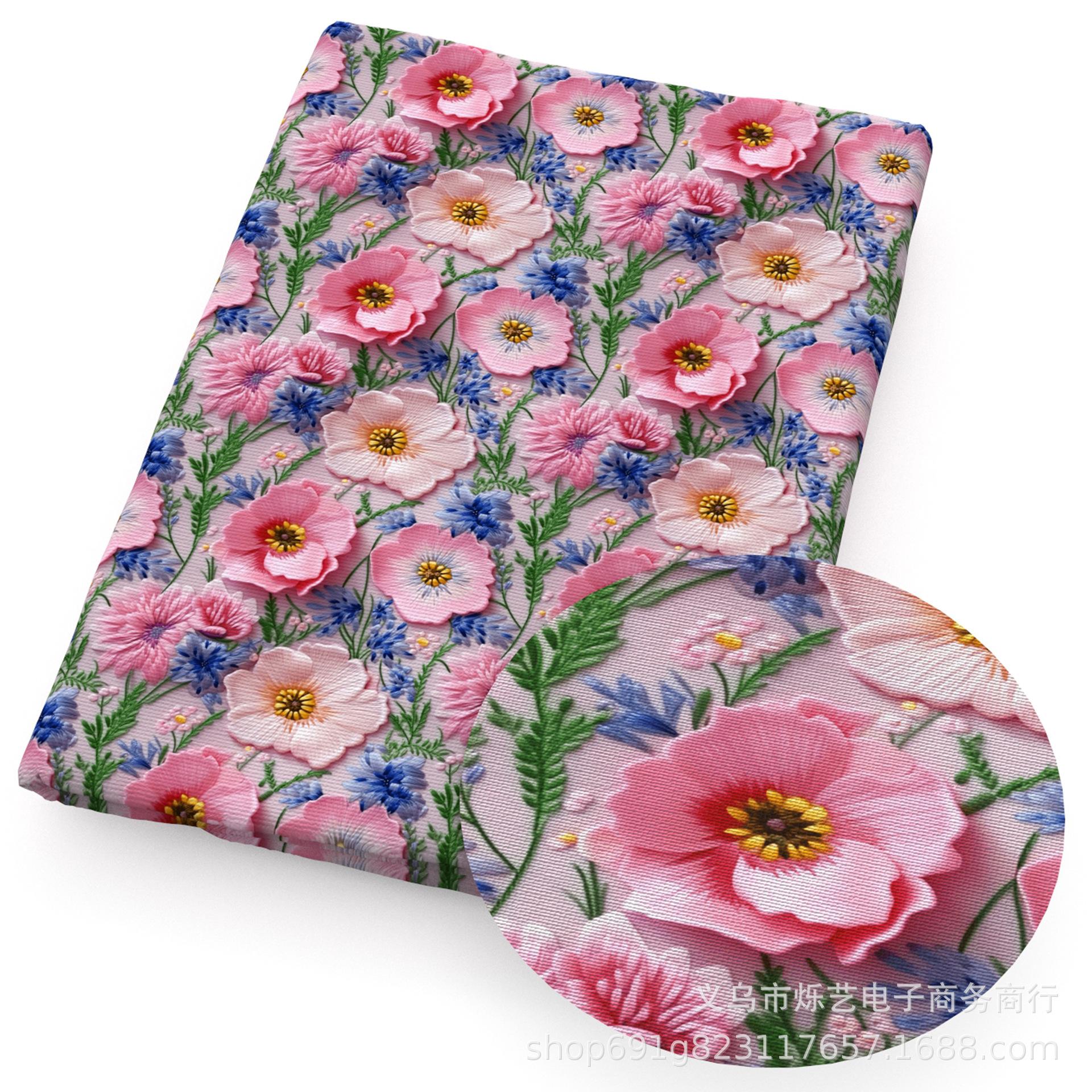 

Сделай сам Синтетическая кожа Ткань Цветы Цветочный принт Имитация вышивки Искусственная кожа Обувь Имитация вышивки 50X140cm half meter continuous