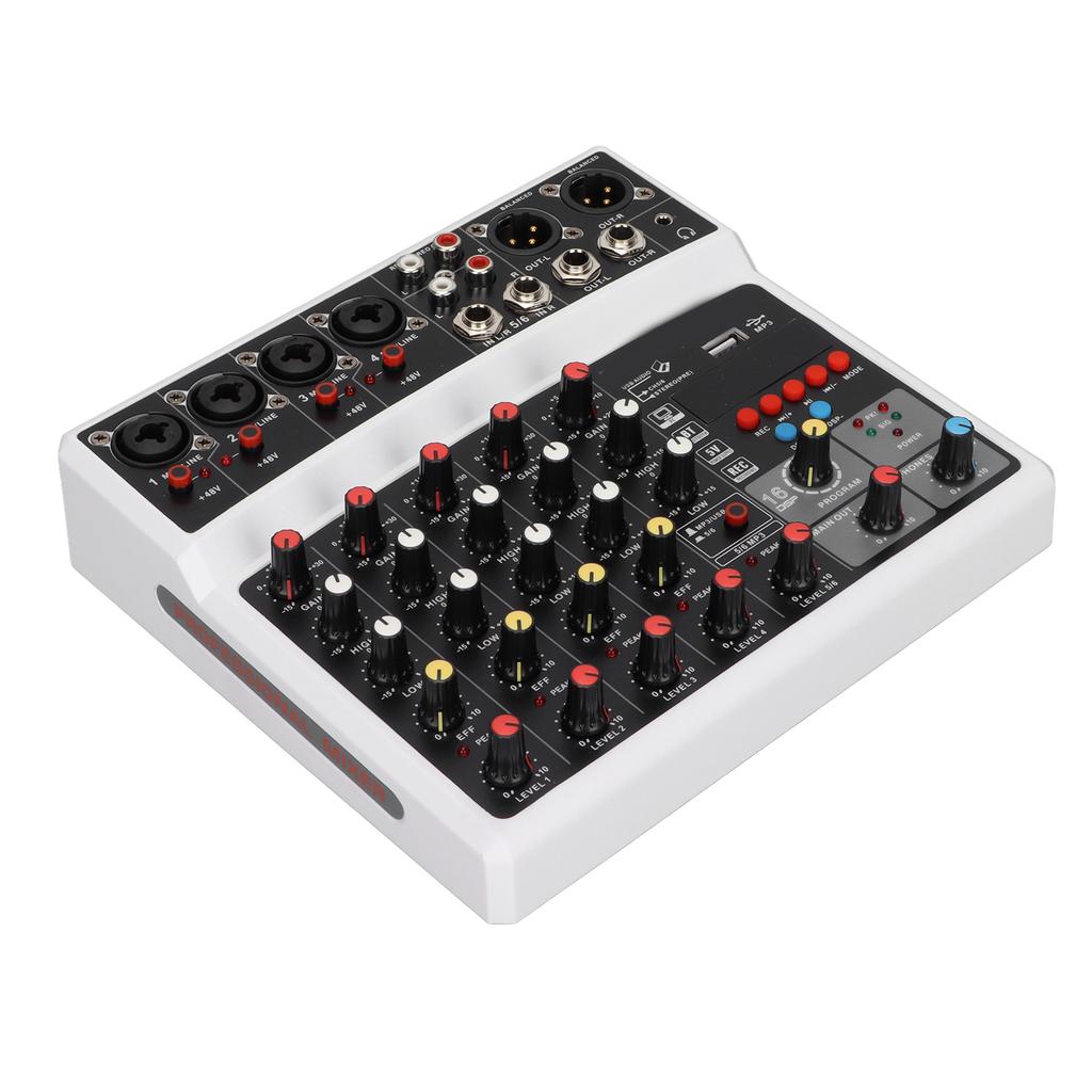 6 Channel o Mixer Professional Digital Mixing Console for Live Broadcast Karaoke and Stereo