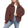 Winter Women's Short Puffer Coat, Oversized Cropped Jacket with Loose Fit & Lazy Style, Warm Down Cotton Coat for Casual Wear