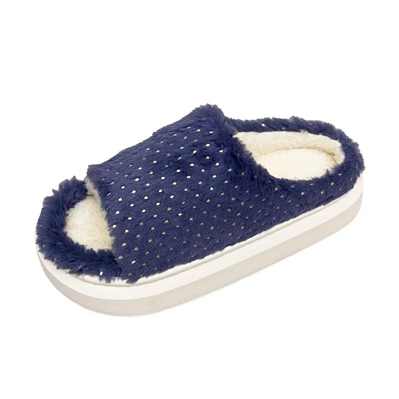 

Модные тапочки Женские Зима 2024 Новые Плюшевые Теплые Домашние Тапочки Легкие и Удобные Тапочки на Толстой Подошве Pantuflas De Mujer 43 синий