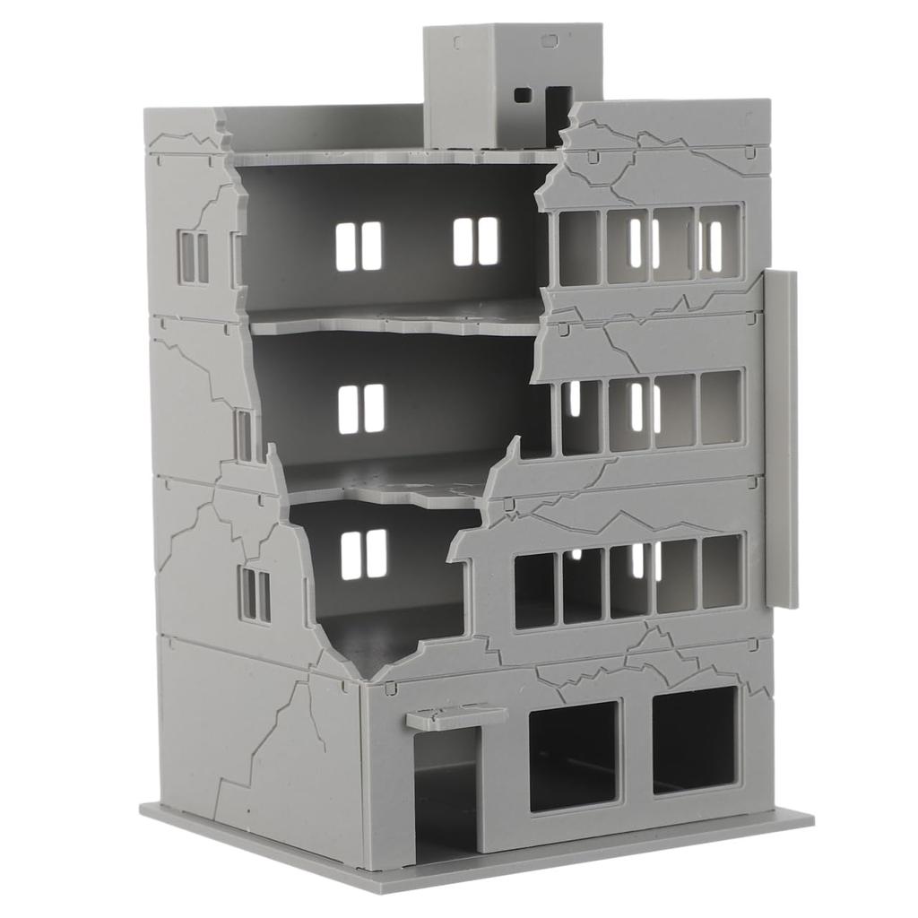 GANAZONO Scale Ruined Building Plastic Model Kit Assembly Required Architectural War Sand Railway Gray 1/144 - - Diorama, Model, Battlefield, Damage,