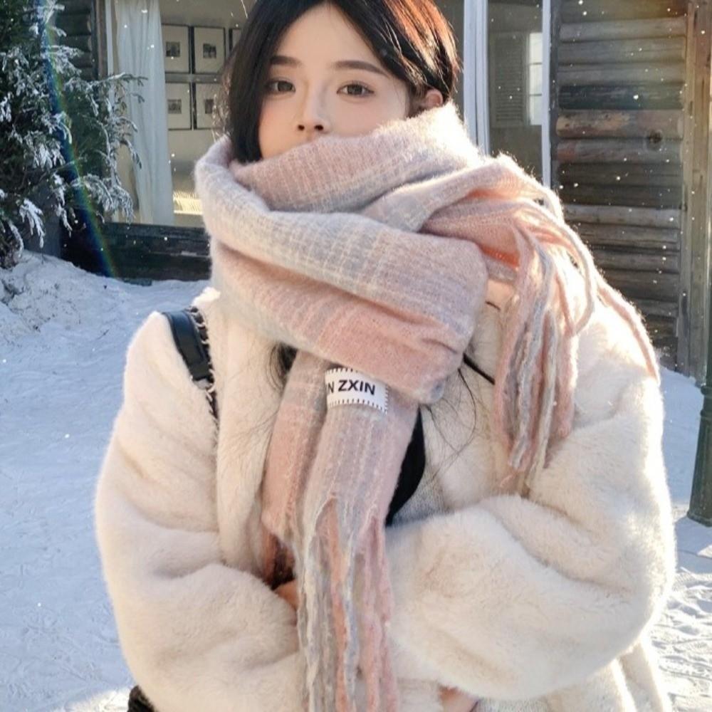 Soft Cashmere Scarf Windproof Neck Warmer New Long Tassel Scarves  Autumn and Winter