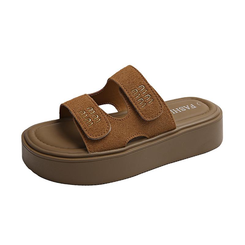 

Boken шлепанцы женские летняя одежда 2025 новые ретро липучка пробка шлепанцы повседневная римская обувь женская обувь 40