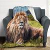Lion Flannel Throw Blanket Wild Animals Pattern Blanket King Queen Size for Bed Sofa Couch Decor Super Soft Lightweight Gift