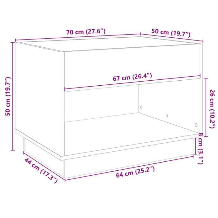 VidaXL Table basse avec LED infini gris béton 70x50x50 cm, table d'appoint, table de salon, table latérale, bout de canapé, 847661