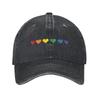 Tiny Rainbow Hearts Love Unstructured Baseball Caps Distressed Denim LGBTQ Gay Pride Headwear Unisex Women Workouts Adjustable Hat