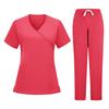 Damen V-Ausschnitt Kurzarm Zweiteiliges Uniform Set für die Arbeit