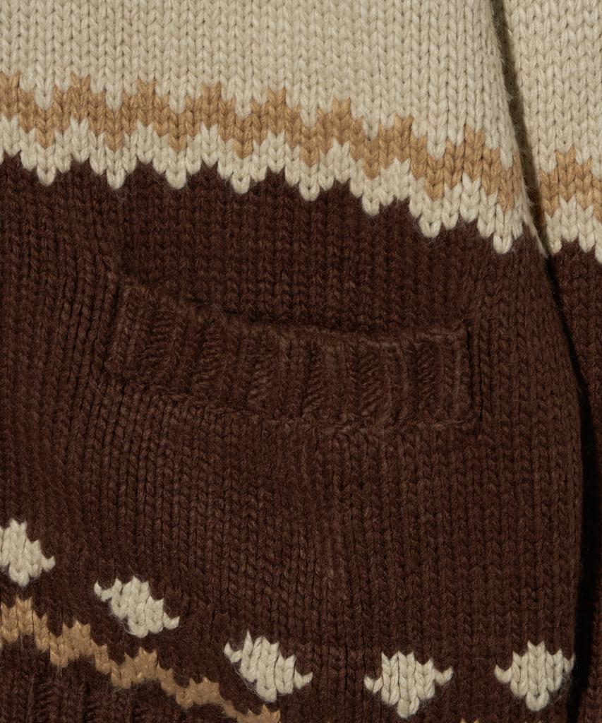 Physical Department Bear Two-Way Nordic Knit Zip-Up_Brown
