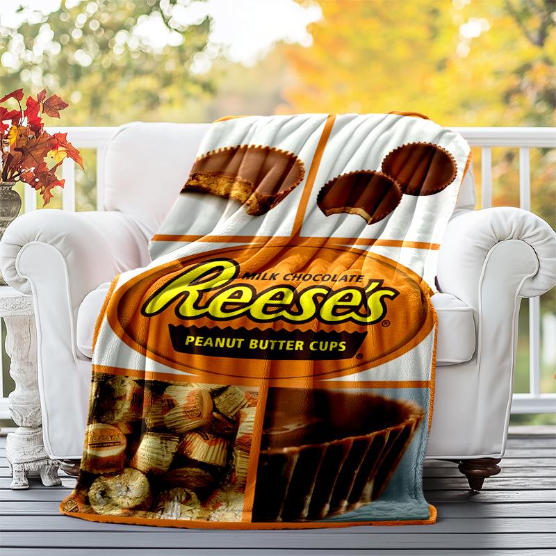 Reese‘S Peanut Flannel Blanket Soft All-Season Throw, Design for Camping, Car Travel, Hiking Sofa, Bed, Office Perfect Gift for Parties