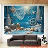 2D Beach Nautical Tapestry, Starfish Seashell & Fishing Net Background