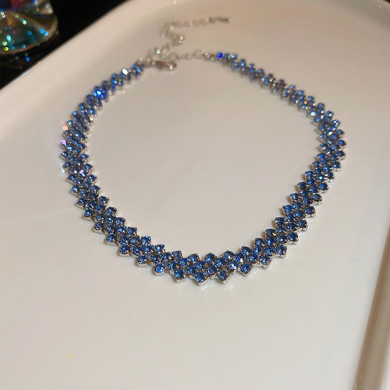 Korean super flash diamond bow tassel necklace fashion personality collarbone chain necklace women
