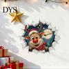 Festive Home Decoration 3D Christmas Wall Stickers, Self?Adhesive PVC Decals, Reindeer Santa Party Decorations Gingerbread Snowman Xmas Decor