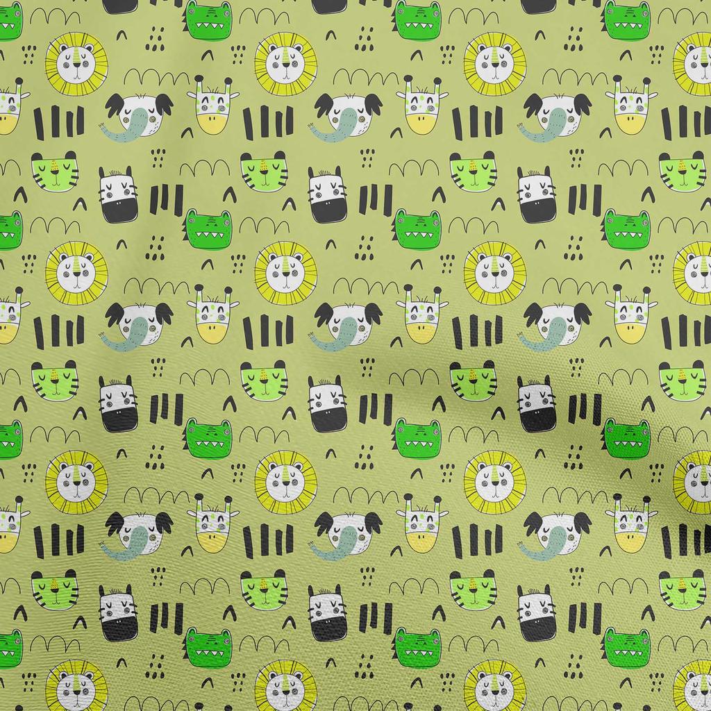oneOone Cotton Flex Brown Fabric Kids Animal Quilting Supplies Print Sewing Fabric by The Yard 40 Inch