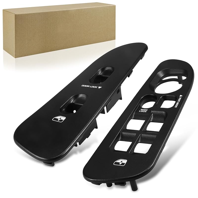 BASIKER Driver And Passenger Black Door Window Switch Panel Bezel For 2002 To 2010 Dodge Ram 1500 2500 3500 Front Right And Left Window Button Border