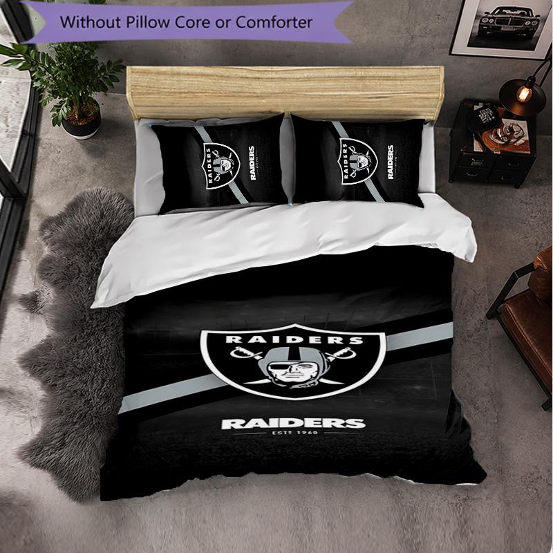 Set Biancheria da Letto 3 Pezzi in Microfibra con Motivo Las Vegas Raiders Decorazione Copripiumino per Camera da Letto Uso Domestico