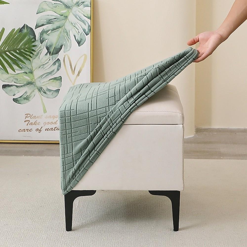 Elastic Square Stool Cover Solid Color Footstool Case Durable Pouf Stool Cover Living Room