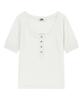 Podeowedeo Deep U-Neck Contrast T-Shirt (Ivory)