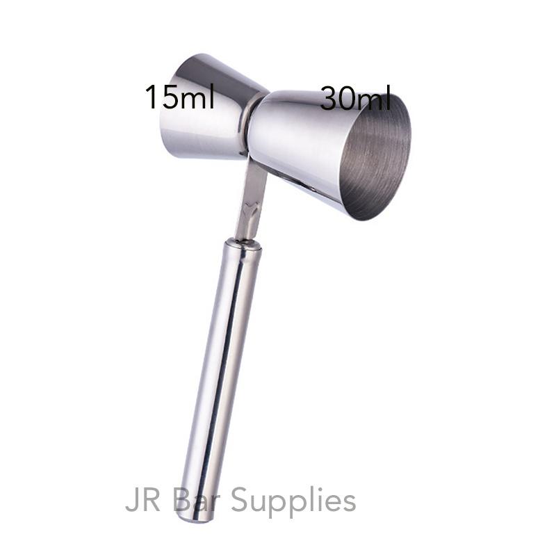 Free Shipping 15ml 30ml Stainless Steel Cocktail Drink Mixer Measuring Cup Jigger With Handle Measurer Bar Tools Accessories