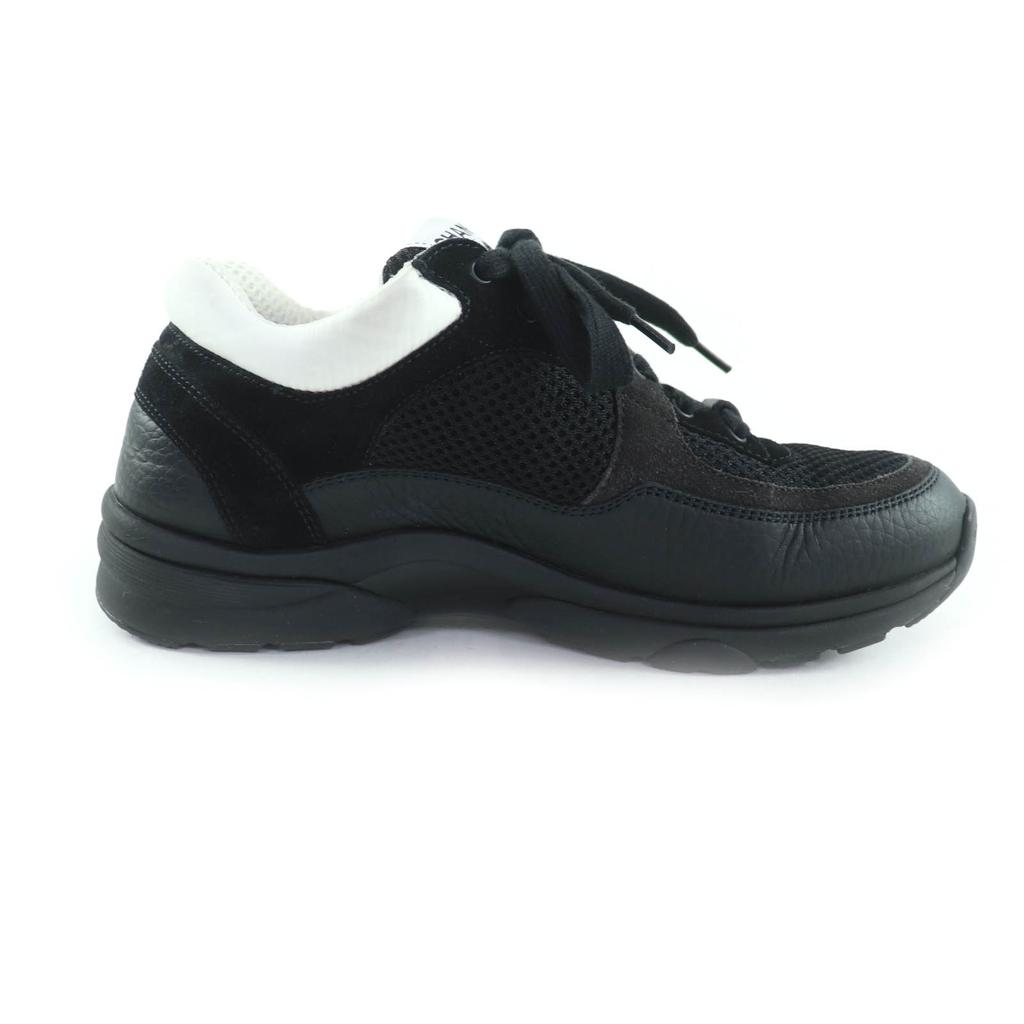 Ausgezeichnete CHANEL Sneaker Schwarz Weiß Leder Damen 37 G38299 Gebraucht