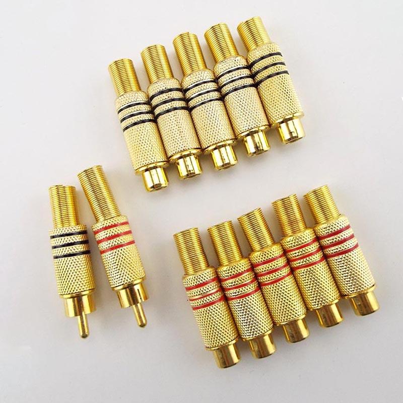 Gold Plated Audio RCA Male Female Connectors Plug Adapter Solder No Solder Type for Cable Plug Adapters Video CCTV Camera