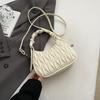 Fashion pleated bag women's spring new retro casual small square bag simple messenger bag tide
