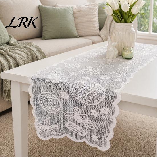 Decorative Table Runner Easter Lace Runners, 72 Inch Spring Eggs Runner, Tablecloth Bunny Decorations for Home Dining Room, Party and Supplies