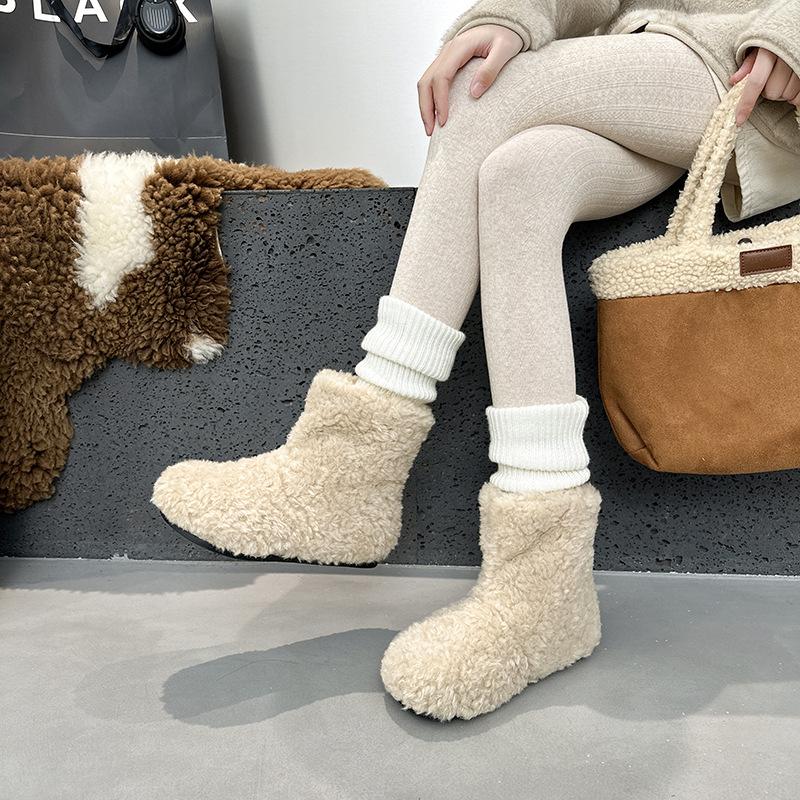 0Cm Korean Version Warm Snow Boots 0000 Winter New Velvet Birkenstock Cotton Shoes Comfortable Versatile Fluffy Shoes Short Boots