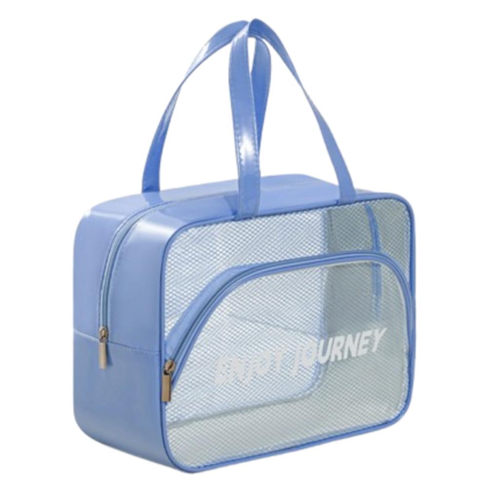 

Mesh Cosmetic Handbags Clear Bathing Wash Bags Tote Bag Swimming Storage Bags for Travel синий