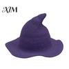 Vintage Pointed Witch Hat Women Hat, Foldable Wide Brim Knitted Cap, Halloween Cosplay for Autumn Winter, Themed Party Costume Accessory Sun