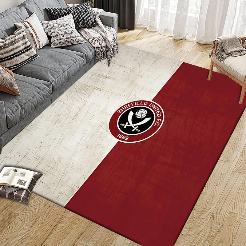 Sheffield United Football Club Flannel Pattern Square Carpet,Area Rug,Carpet Rug for Living Room Bedroom Sofa Playroom Decor,Non-slip Floor Mat