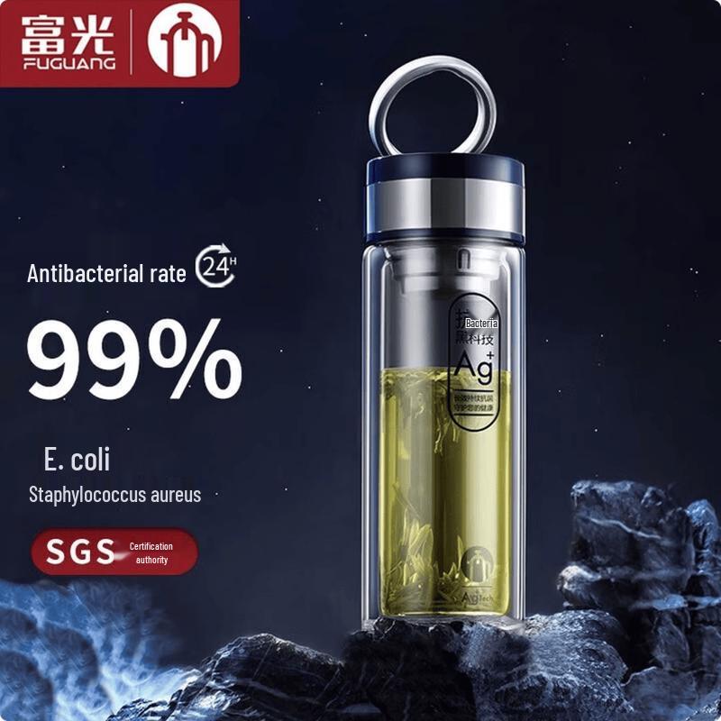 FUGUANG Tea Master Silver Ion Antibacterial Double-Layer Glass Cup