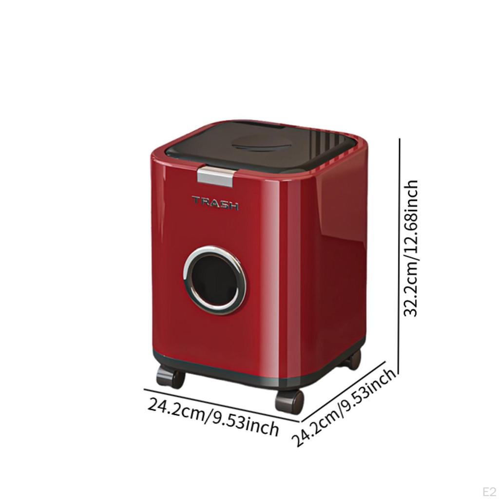 Trash Can Garbage Bin Decorative Modern Paper Basket Movable Wastebasket for Sunroom