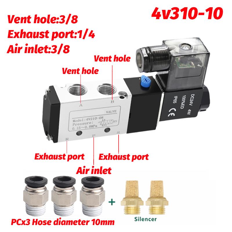4V210-08 06 Pneumatic Electric Solenoid Valve 5 Way 2 Position Control Air Solenoid Valve 4V110-06 4V210-08 4V310-10 4V410-15 Ventilation Valves 4