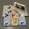 Applicable Apple 17PRO Couple Mobile Phone Case Judy Nick iPhone16 Cartoon Leather Pattern Mirror Bracket Case