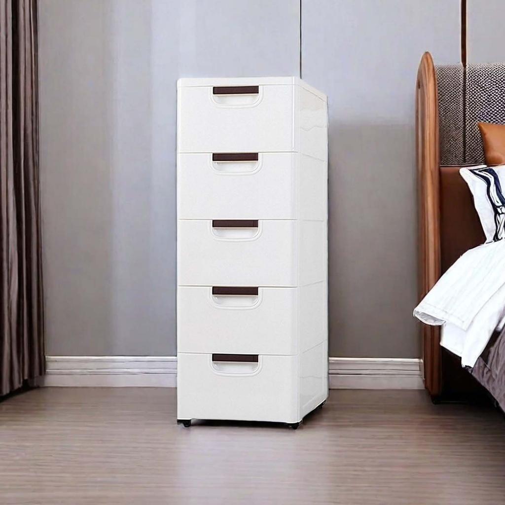 5 Drawer Chest Storage Rolling Cart with Wheels File Organization Stand Shelf Trolley for Home Cabinet Bedroom Closet Office