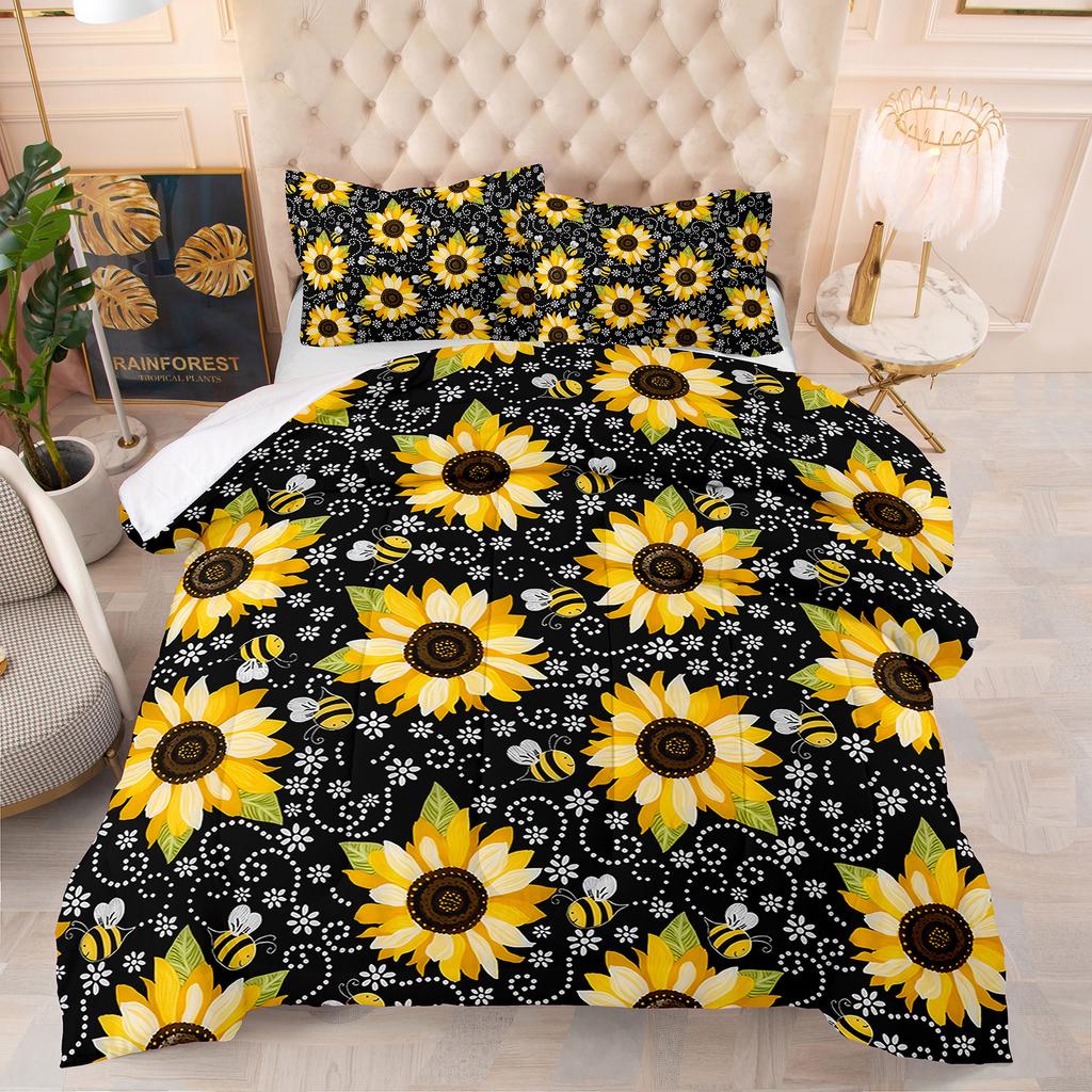 Comforter Flowers Animal Theme Home Comforter Quilted Blanket Goose Down Duvet Quilt 100% Polyester King Queen 3D Blanket Size Twin