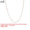 EFFIE QUEEN Stainless Steel 18k Gold Square Shell Chain Choker Necklace Natural Jewelry for Women Birthdays Party Gift STMN01