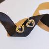 Design Sense Gold Double Heart Stud Earrings Trendy Simple Small Earrings Wedding Date Earrings